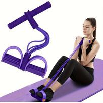 1Pc Multifunctional Resistance Band, 6-Tube Elastic Yoga Foot Resistance Band, PVC Resistance Band Fitness Equipment, Suitable For violetinė
