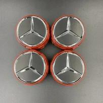 4 vnt./rinkinys 75 mm Automobilio ratlankio centrinis dangtelis Stebulės dangteliai Mercedes Benz A45 CLA45 C63 GLA45 G63 Logotipui A0004000900 Emblemos Dekoracija EFD1 oranžinė