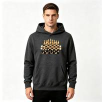 Men's Hoodie 3D Chess Board Print Pullover Long Sleeve Casual Hooded Sweatshirt for Daily Wear M tamsiai pilka spalva