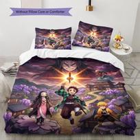 Demon Slayer minkštas patogus užvalkalas antklodei, vaikų patalynės dovanų rinkinys, įvairių dydžių -HE16 140*200cm/55x79in Single/Twin 3pcs