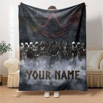 Name Custom Assassin Creed Print Flannel Blanket High Quality Warm Comfortable Cover for All Seasons Perfect for Gifts Home Decor 130cm x 150cm