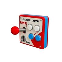 Arcades Light Switches Cover Red White Blue Panel Accent with Stick and Button Design, 9.6Cm ABS Square Display Piece for Desk, Shelf, Table, and Home 1 beige