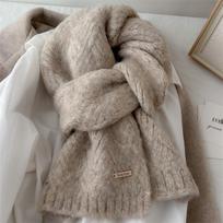 New alpaca wool scarf female Korean version versatile warm atmosphere thickened autumn and winter ins student knitted scarf One size fits all gray