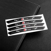 4 vnt. Aliumininiai Automobilio Ratlankių Ženkleliai Lipdukai Decals  kcpn5 Sline A3 A4 A4L A5 B3 B4 B5 B6 B7 B8 RS3 Quattro C5 C6 C7 A1 Q7 Q6