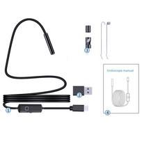 Xiaomi 5.5/7.0MM Type-C Endoscope Camera with 6 Adjustable LEDs USB Android Flexible Inspection  IP67 Waterproof Borescope for Phone PC 2m gray