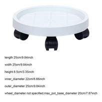 Stand on Wheels with Breathable Base, Tray for Round Flower Pots, Indoor And Outdoor Plants, Dia 25 cm white