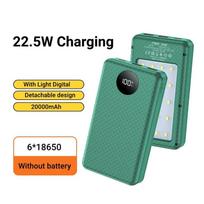 Holder Fast 18650 225w Battery Charging Diy Mobile Power Case Dual Usb Type C Charge For Iphone Xiaomi With Led Light Outdoor žalia