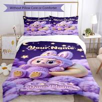 Labubu Personalized Name Bed CoverBed Suitable for Decorate room Soft Bedding Custom Room Decor Perfect Gift for Women/Men 140cmx210cm