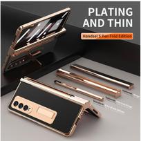 Padengtas odinis dėklas, skirtas Samsung Galaxy Z Fold 6 4 3 2 5 360 Visiškai apsaugotas grūdinto stiklo atramos telefono dangtelis For Samsung Z Fold 2 juoda