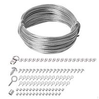 Paveikslų pakabinimo vielos rėmo pakabukas Metaliniai pakabukai su varžtais ir suspaudžiamu moviniu galu 10m Wire 101PCS