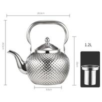 Stainless Steel Teapot with Removable Infuser for Stovetop Safe Restaurant Loose Leaf Tea Pot Lifting Handle with Tea Filter gray