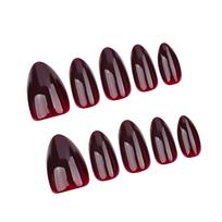 Short Almond Press on Nails 30Pcs Wine Red Fake Nails in 15 Sizes Glossy False Nails Acrylic Stick on Nails for Women black