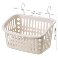 Plastikiniai pakabinami krepšeliai dušui, pakabinamas krepšelis-organaizeris su kabliukais, stačiakampis mažas pakabinamas krepšelis daiktams 22x13.5cm smėlis