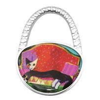 Family Cats Moonlight Pill Box Holder Storage Organizer Case W/Inner Mirror Bag Table Hook hookA red