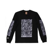 Nike ACG Waffle Printed Casual Pullover Long Sleeve Sweatshirt Men Tops Black BQ7205-010 S black