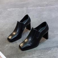 Fashion Thick Heeled Korean Version Single Shoe Women's Spring and Autumn New Square Toe High Heels Professional Commuting Women's Shoes 40 juoda