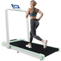 2-in-1 treadmill for home use, with remote control and Bluetooth speaker žalia