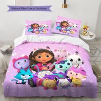 Gabby Dollhouse Pattern Bedding Quilt Set Quilt Cover Pillowcase Home Decoration Birthday Gift (1 * duvet cover + 2 * pillowcase, without core) 140x200cm white