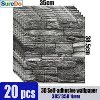 Lipnios minkštos 3D sienų plokštės – 35 cm X 38,5 cm, 4 mm storio, šilumos ir garso izoliacija 20pcs 35*38.5cm šalta juoda spalva