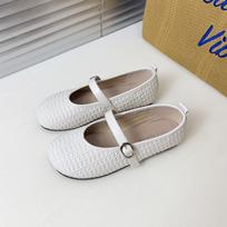 One word with super soft Mary Jane shoes women's 2025 new summer woven breathable shallow mouth single shoes ballet style flats 40 gray