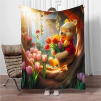 Mikė Pūkuotukas Minkšti flaneliniai pledai Šildantis metamas pledas Patogus pledas iškylai, lovoms, sofai, namų miegamajam, kelionėms, dovanai 100x150cm(39x59in) black