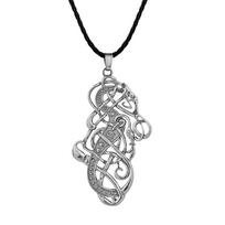 Kinitial Punk Viking Norse Dragon Knot Antiquity Pendant Necklace Vintage Strange Collar Chain For Man Women Chic Jewelry Gift gray