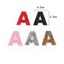 Hot Sale DIY Dress Accessory Iron on Backing Heat Pressed Bling Beaded clear Crystal Rhinestone Letter Alphabet Patches for Bag 5.3 cm H black