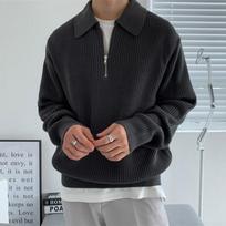 Men's 2026 Half-Zip Japanese Retro Knitted Sweater - Turn-Down Collar, Loose Fit, Autumn/Winter Trendy Style XXXL