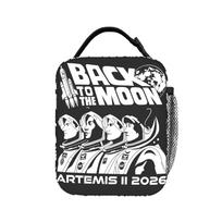 Artemis II Moon Mission Lunch Bag  Kawaii Lunch Box Office Portable Thermal Tote Handbags For Unisex Waterproof Print Cooler Bag as picture black