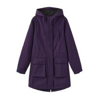 Women's Fashionable Casual Color Long Sleeved Pocket Jacket Hooded Coat Windbreaker XL tamsiai violetine spalva