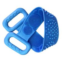 Silicone Back Scrubber  Bath Shower Silicone Body Massage Brush Silicone Bath Towel Exfoliating Body Brush Belt  Cleaning Shower Strap  Double Sided mėlyna