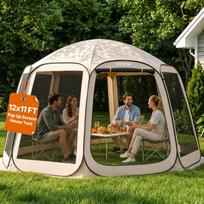 VEVOR Screen House Tent, 3660 x 3380 x 2300 mm, 10-12 Person Pop Up Screen Tent, Portable Screened in Canopy with Carry Bag, Netting Sides