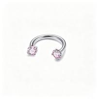 Stainless Steel Titanium Horseshoe Nose Ring with Zircon Stud - Lip & Eyebrow Ring, Ear Cartilage Piercing 1.2x8 mm