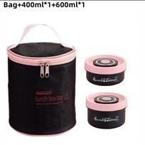 Thermal Lunch Box Insulated Stainless Steel Bento Box Set Portable Heated Insulated Lunch Box Leak-Proof Food Lunch Box L black