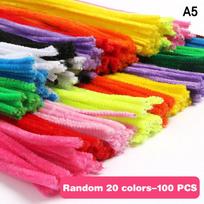 100Pcs Fuzzy Wire Chenille Stems Diy Strips Twist Bar Anvil Wire Craft Pipe Handicraft Material Plush Tube Creative Toy A5 yellow