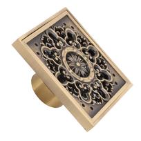 Copper Floor Drain Squared Retro Large Flow Odor Proof Shower Drain for Bathroom black