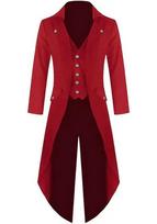 Men's Victorian Steampunk Gothic Tailcoat Halloween Costume Jacket red