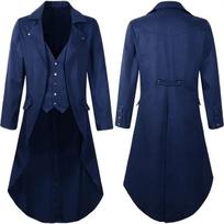 Men's Victorian Steampunk Gothic Tailcoat Halloween Costume Jacket black