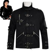Imitatoriaus sceninis Michael Jackson Cosplay BAD koncertinis švarkas su punk kniedėmis Juodas viršutinis drabužis Cosplay drabužis Vyras Adore Stars XXL black