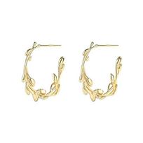 Design Sense C-Shaped Leaf Olive Branch Earrings Women'S Fashion Literary Fan Beautiful Personality Branch Stud Earrings Wholesale copper beige