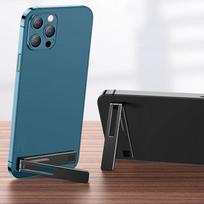 Itin plonas minimalistinis mobiliojo telefono laikiklis, metalinis sulankstomas klijuojamas ant nugarėlės, telefono stalinis laikiklis, nešiojamas mobiliojo telefono atramas, telefono stovas juoda