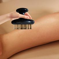 Brass Point Massage Body Brush Gua Sha Comb Handheld Meridian Pressure Drainage Massaging Short Handle 19Teeth black