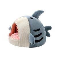 Cats Tent Bed House for Indoor Small to Large Cats Soft Cute Shark Shape with Anti-Slip Bottom Machine Washable Cushions S mėlyna