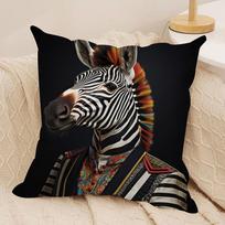 Zebras Pasipuošęs Portretas Pagalvės Užvalkalas Minkštas Pliušinis Mesti Pagalvę Užvalkalas Dvipusis Spausdintas Pagalvės Dėklas Sofa Namų Dekoras 30x30cm gray