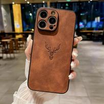 Prabangus matinio paviršiaus elnio odos dėklas telefonui For For Iphone 11 12 13 14 15 16 Pro Max Plus X Xs Max XR Bamperio dėklai Galinis dangtelis For iPhone 15Plus brown