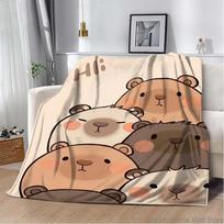 Animacinis minkštas kapibaros rašto flanelės pledas, tinkamas sofoms, lovoms, biurams, kelionėms, iškyloms, šiltas pliušinis pledas 100x150cm gray