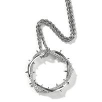 Hip Hop Vintažiniai Retro Aksesuarai Papuošalai Paprastas Dizainas Jėzaus Erškėčių Karūnos Pakabukas Žalvaris Cirkonio Pakabukai Ledinis Kubietiškas Vėrinys 26inches.&3mm cuban chain sidabras