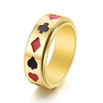 European and American Jewelry Playing Cards Rotatable Ring Men's Creative Black and Red Plum Square Transfer Ring Jewelry 2026 no. 11 auksas