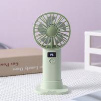 Desktop Handheld Fan, USB Charging Version, Digital Display Small Fan, Portable Phone Stand, Standing Small Fan šviesiai žalios spalvos
