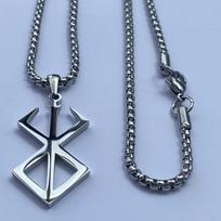 Aukštos kokybės nerūdijančio plieno Berserker runos simbolio karoliai Nordic plieno emblema Norse amuletų talismanų ženklų karoliai papuošalai 60cm gray